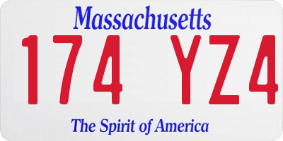 MA license plate 174YZ4
