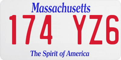 MA license plate 174YZ6
