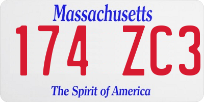 MA license plate 174ZC3