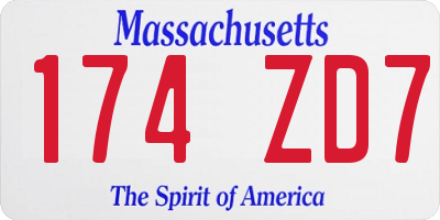 MA license plate 174ZD7