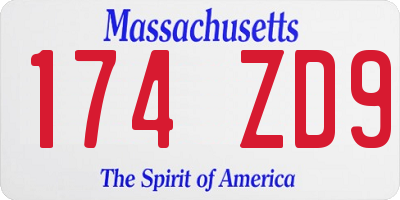 MA license plate 174ZD9