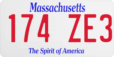 MA license plate 174ZE3