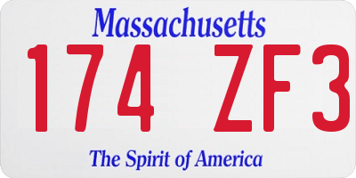 MA license plate 174ZF3