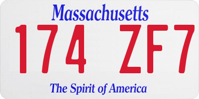 MA license plate 174ZF7