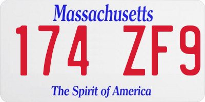 MA license plate 174ZF9