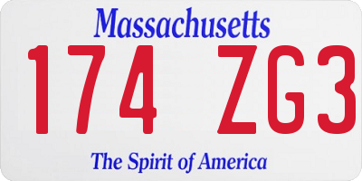 MA license plate 174ZG3