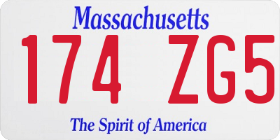MA license plate 174ZG5