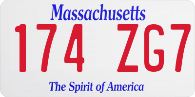 MA license plate 174ZG7