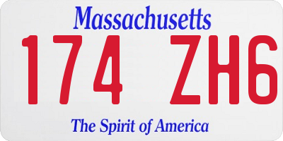 MA license plate 174ZH6