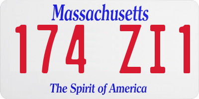 MA license plate 174ZI1