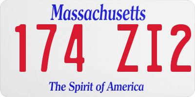 MA license plate 174ZI2