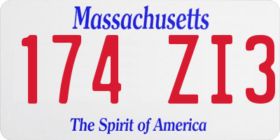 MA license plate 174ZI3