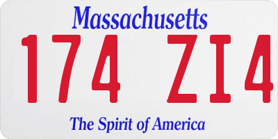 MA license plate 174ZI4