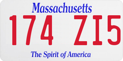 MA license plate 174ZI5