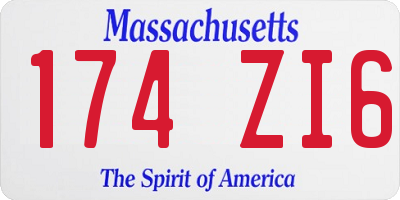 MA license plate 174ZI6