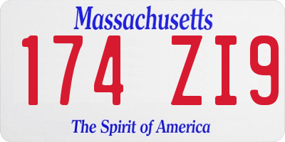 MA license plate 174ZI9