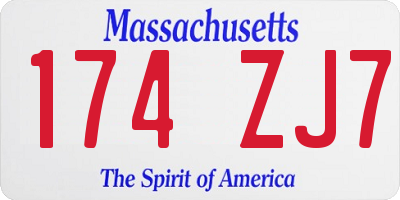 MA license plate 174ZJ7