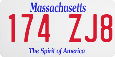 MA license plate 174ZJ8