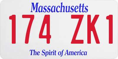 MA license plate 174ZK1