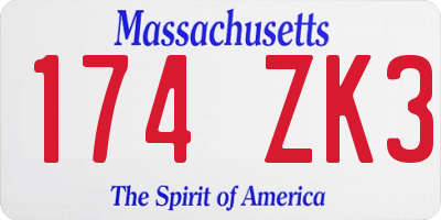 MA license plate 174ZK3