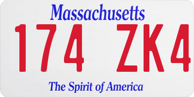MA license plate 174ZK4