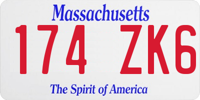 MA license plate 174ZK6