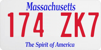 MA license plate 174ZK7