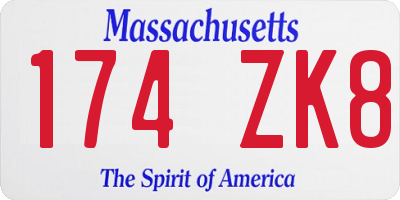 MA license plate 174ZK8