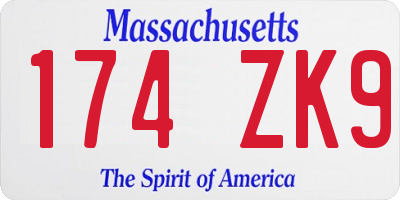 MA license plate 174ZK9