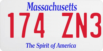 MA license plate 174ZN3