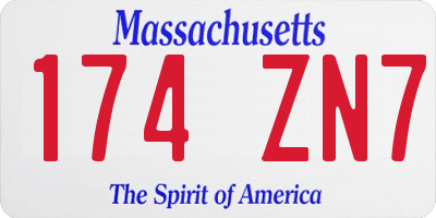 MA license plate 174ZN7