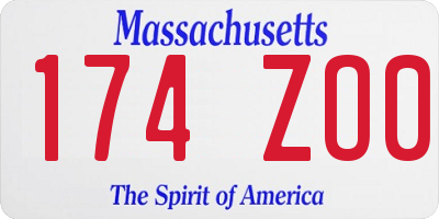 MA license plate 174ZO0
