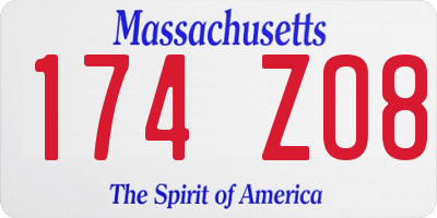 MA license plate 174ZO8
