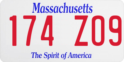 MA license plate 174ZO9
