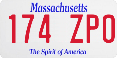 MA license plate 174ZP0