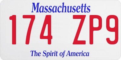 MA license plate 174ZP9