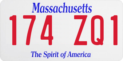 MA license plate 174ZQ1