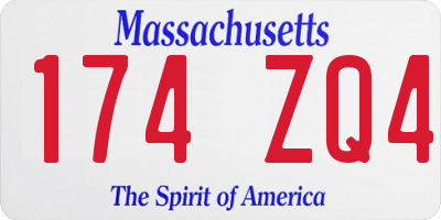 MA license plate 174ZQ4