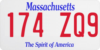 MA license plate 174ZQ9