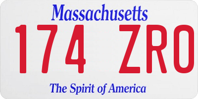 MA license plate 174ZR0