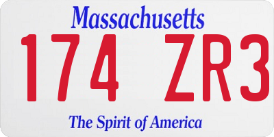 MA license plate 174ZR3