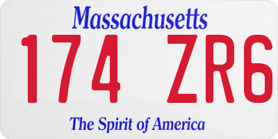 MA license plate 174ZR6