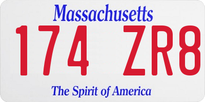 MA license plate 174ZR8