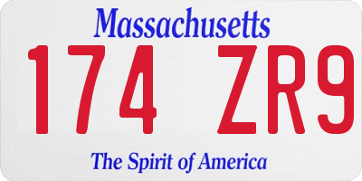 MA license plate 174ZR9