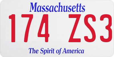 MA license plate 174ZS3
