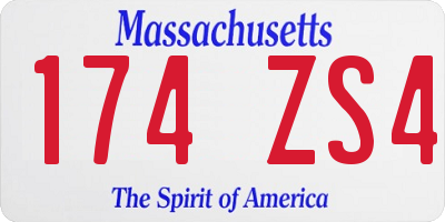 MA license plate 174ZS4