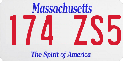 MA license plate 174ZS5