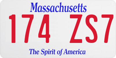 MA license plate 174ZS7