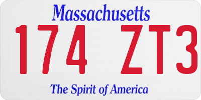 MA license plate 174ZT3