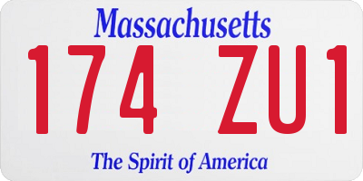 MA license plate 174ZU1